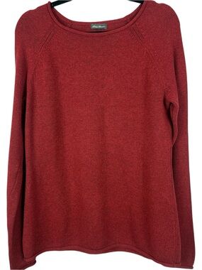 Eddie Bauer Dark Red Cotton Blend Raglan Knit Sweater - Women's Size S